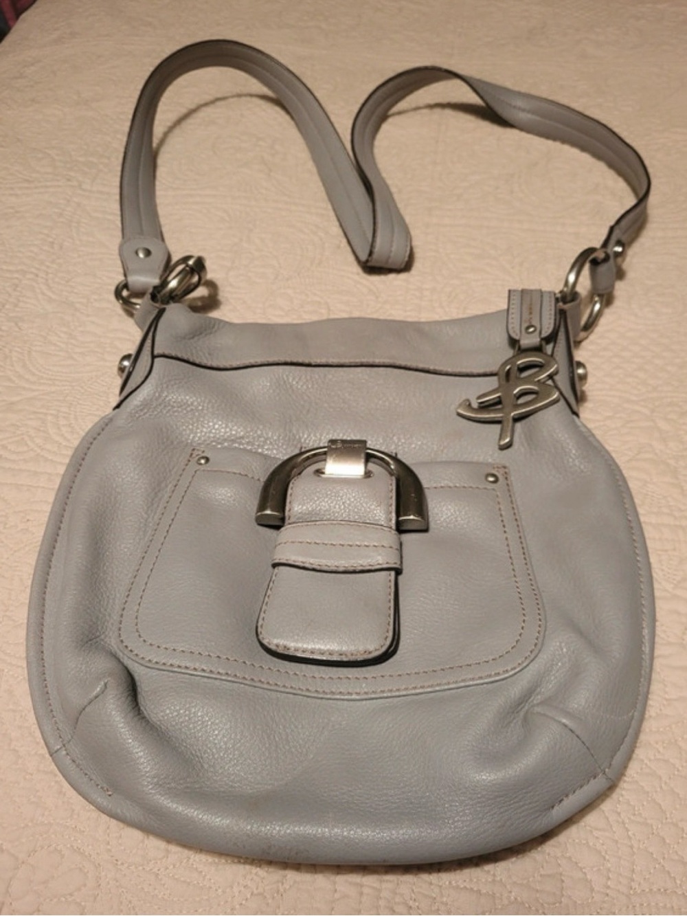 b. makowsky Large Soft Leather Crossbody Bag with Buckle Accent